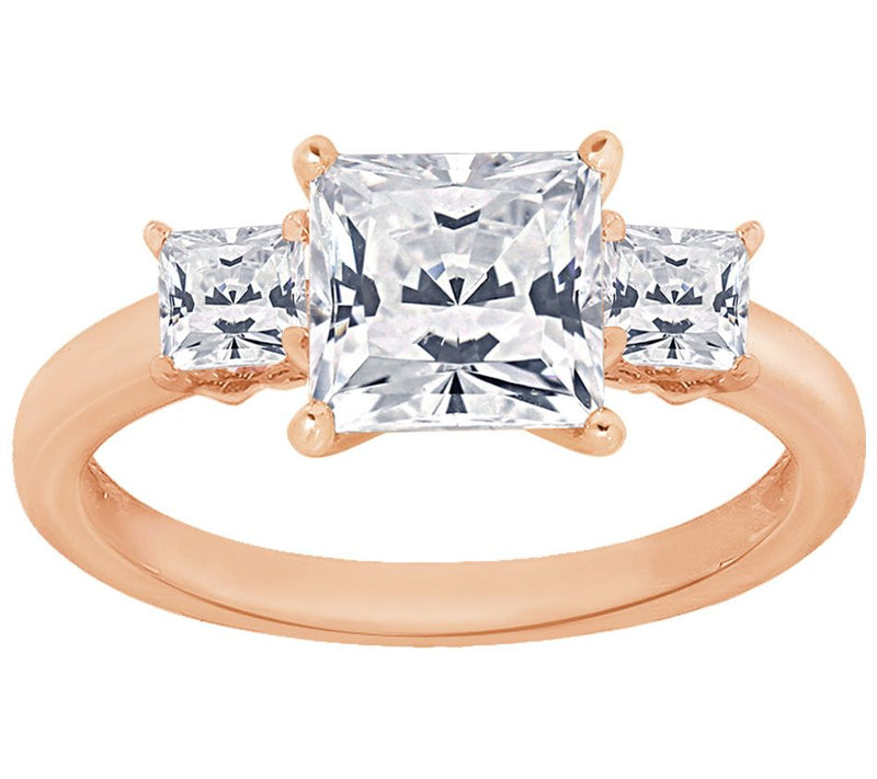 Diamonique 2.00 cttw Princess-Cut 3-Stone R ing, Sterling — View 3