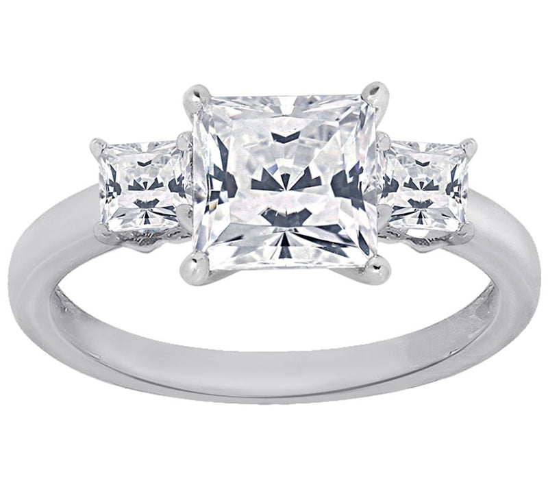 Diamonique 2.00 cttw Princess-Cut 3-Stone R ing, Sterling — View 5