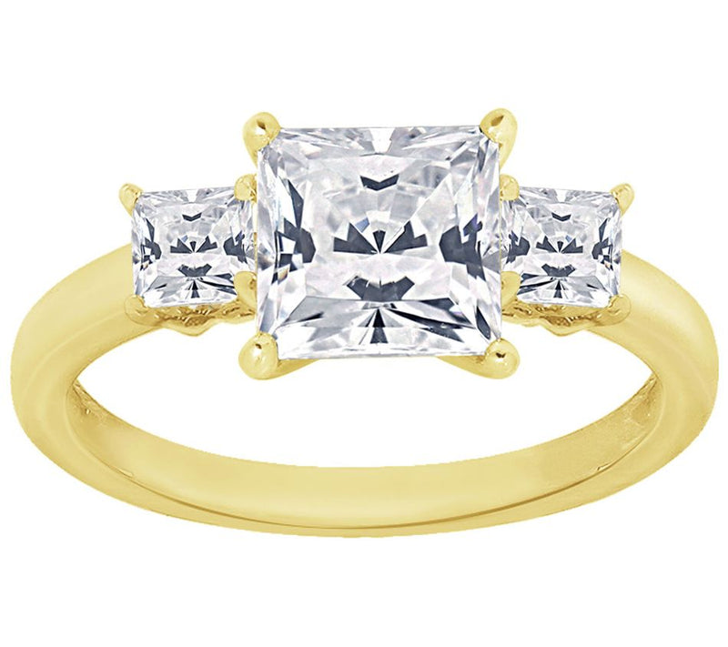 Diamonique 2.00 cttw Princess-Cut 3-Stone R ing, Sterling — View 7