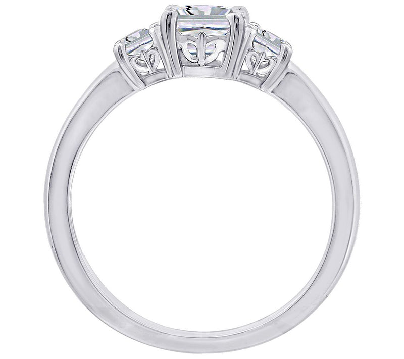 Diamonique 2.00 cttw Princess-Cut 3-Stone R ing, Sterling — View 9