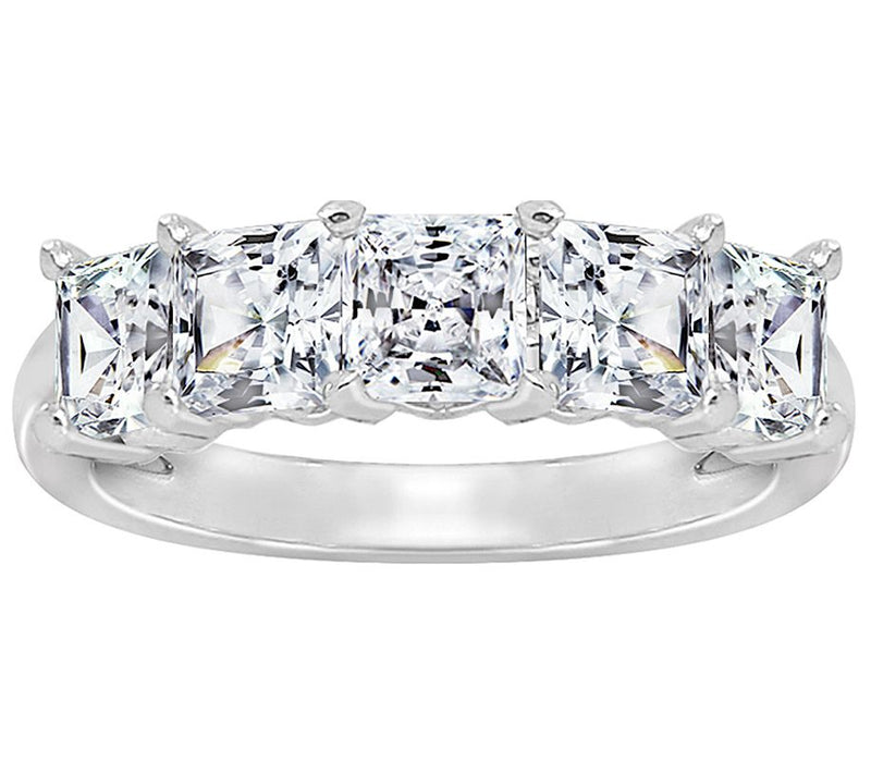 Diamonique 3.00 cttw Princess-Cut 5-Stone R ing, Sterling — View 5