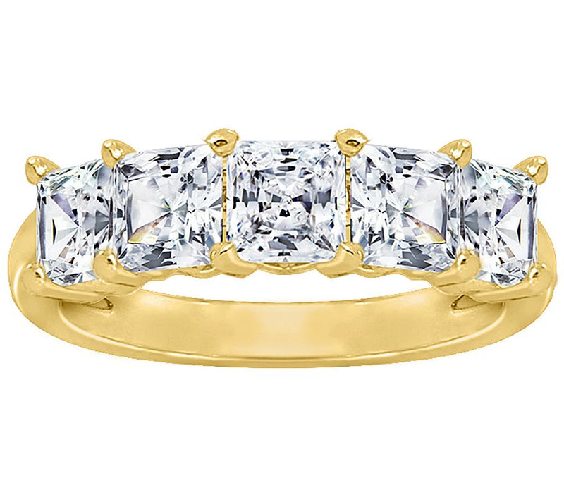 Diamonique 3.00 cttw Princess-Cut 5-Stone R ing, Sterling — View 7