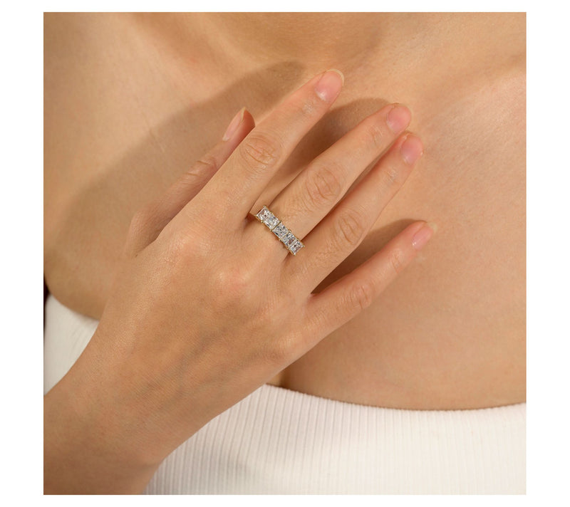 Diamonique 3.00 cttw Princess-Cut 5-Stone R ing, Sterling — View 10