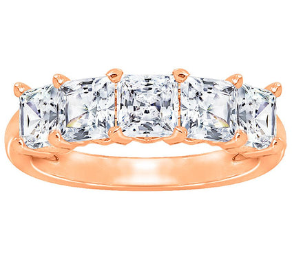 Diamonique 3.00 cttw Princess-Cut 5-Stone R ing, Sterling
