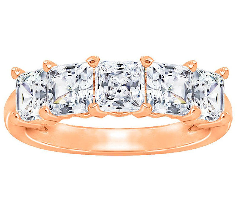 Diamonique 3.00 cttw Princess-Cut 5-Stone R ing, Sterling — Main view