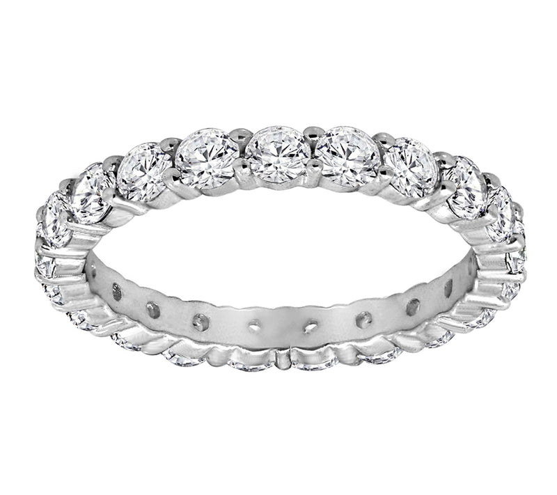 Diamonique 2.20cttw Round Eternity Band Ring, Sterling — View 5