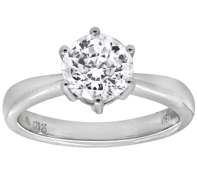 Diamonique 2.00cttw Round Solitaire Ring, Sterling — View 5