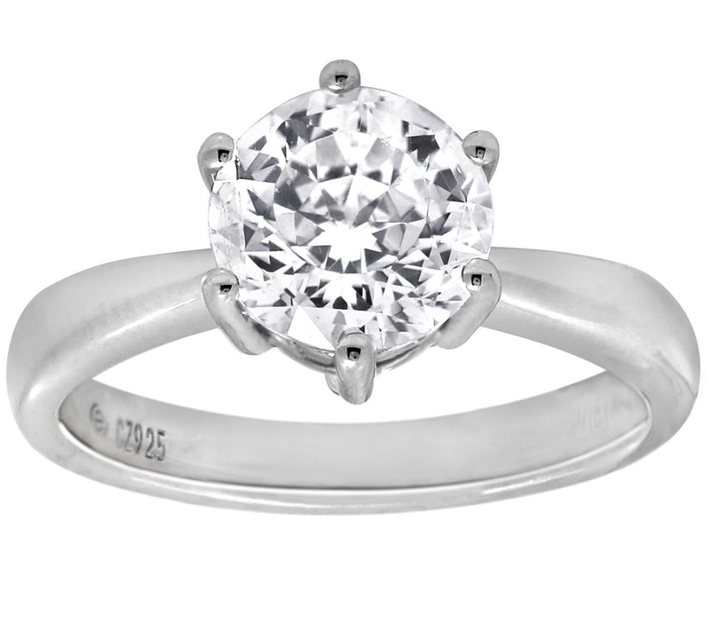 Diamonique 3.00cttw Round Solitaire Ring, Sterling — View 5