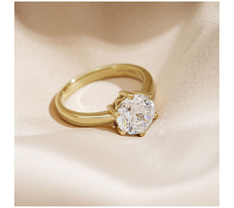 Diamonique 3.00cttw Round Solitaire Ring, Sterling — View 10