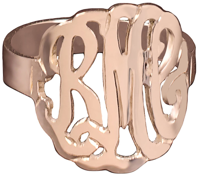 14K Rose Gold-Plated Personalized Curved Monogram Ring — Main view