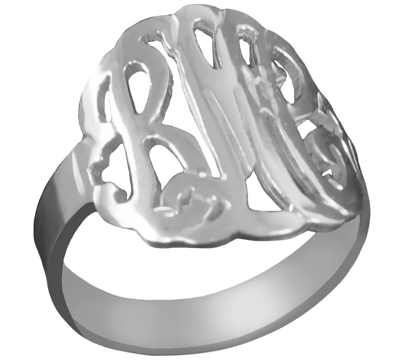 Sterling Personalized Curved Monogram Ring — View 2