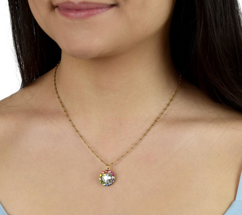 Anne Koplik Rainbow Flower Pendant w/ Chain — View 2
