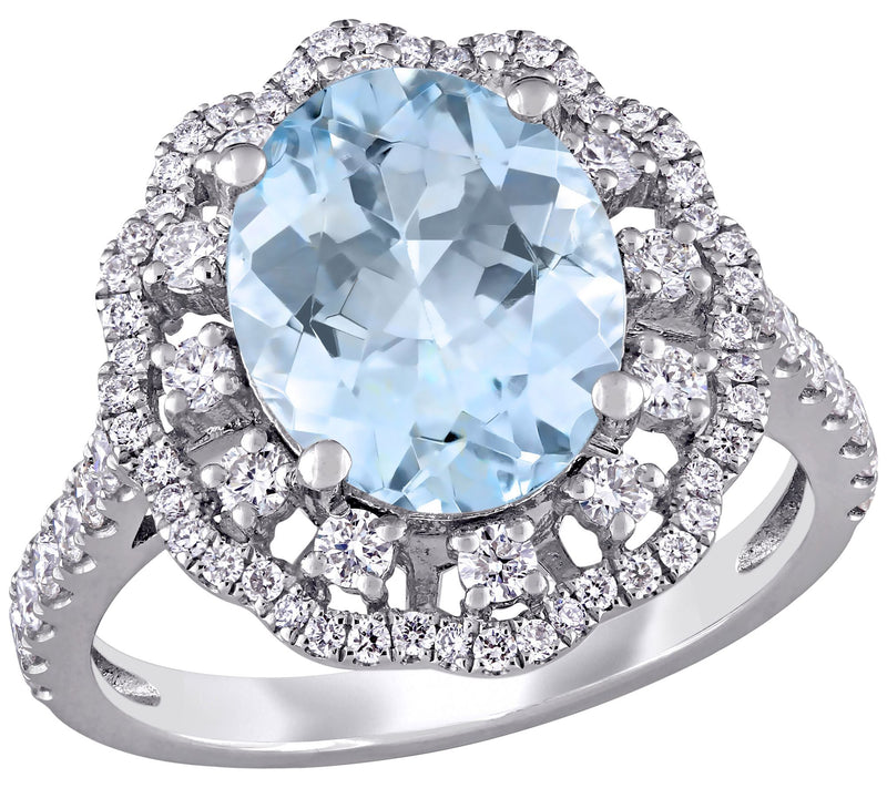 Bellini 2.75 cttw Aquamarine & 7/10 cttw Diamond Halo Ring — Main view