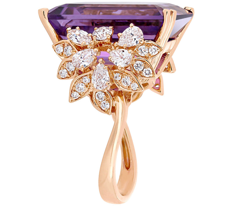 Bellini 20.00 cttw Amethyst & 1.75 cttw Diamond Cocktail Ring — View 2