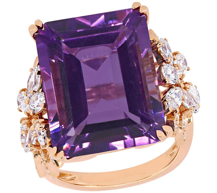 Bellini 20.00 cttw Amethyst & 1.75 cttw Diamond Cocktail Ring