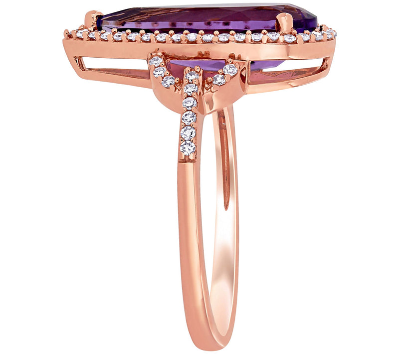 Bellini 2.30 cttw Amethyst & 1/5 cttw Diamond Halo Ring — View 2