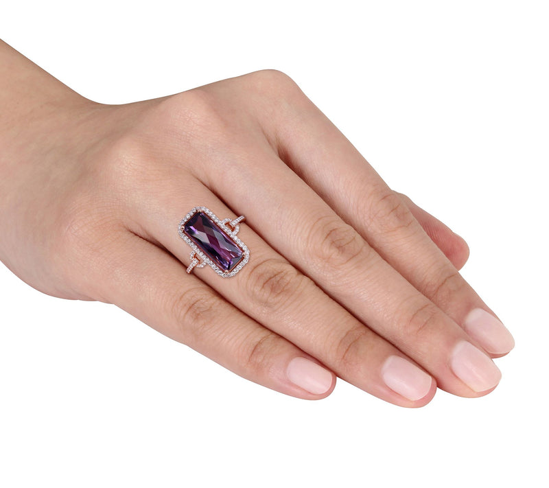 Bellini 5.00 cttw Amethyst & 1/4 cttw Diamond Halo Ring — View 3