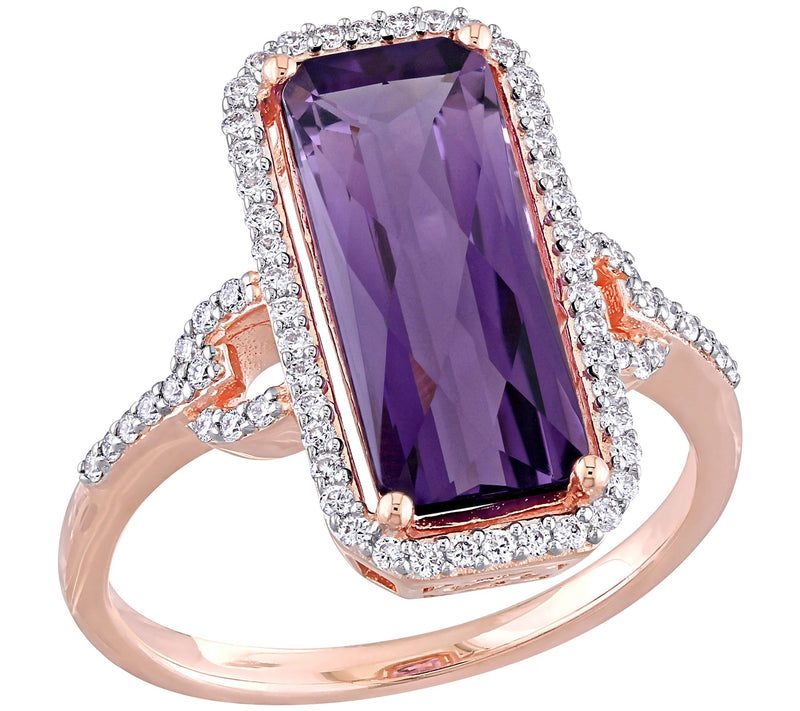 Bellini 5.00 cttw Amethyst & 1/4 cttw Diamond Halo Ring — Main view