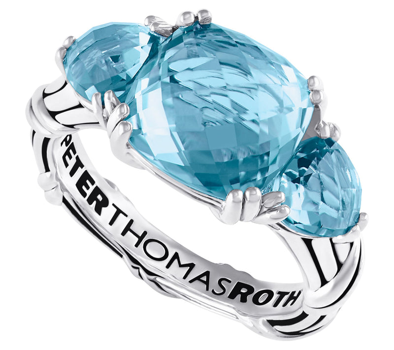 Peter Thomas Roth Sterling Blue Topaz 3-Stone Cocktail Ring — Main view