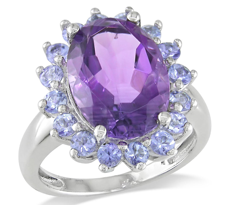 Sterling Silver 5.90 cttw Amethyst & Tanzanit eRing — Main view