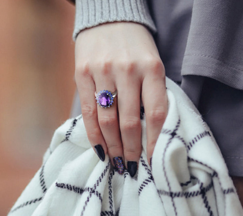 Sterling Silver 5.90 cttw Amethyst & Tanzanit eRing — View 4