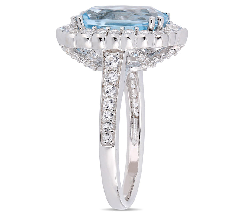 Sterling Silver 5.85 cttw Sky Blue & White T opaz Ring — View 2