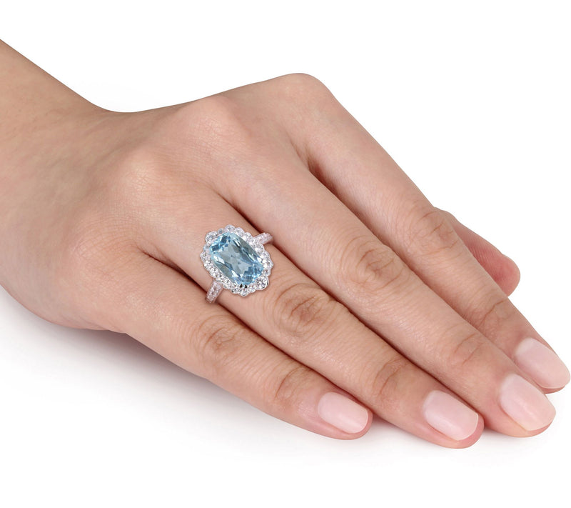 Sterling Silver 5.85 cttw Sky Blue & White T opaz Ring — View 3