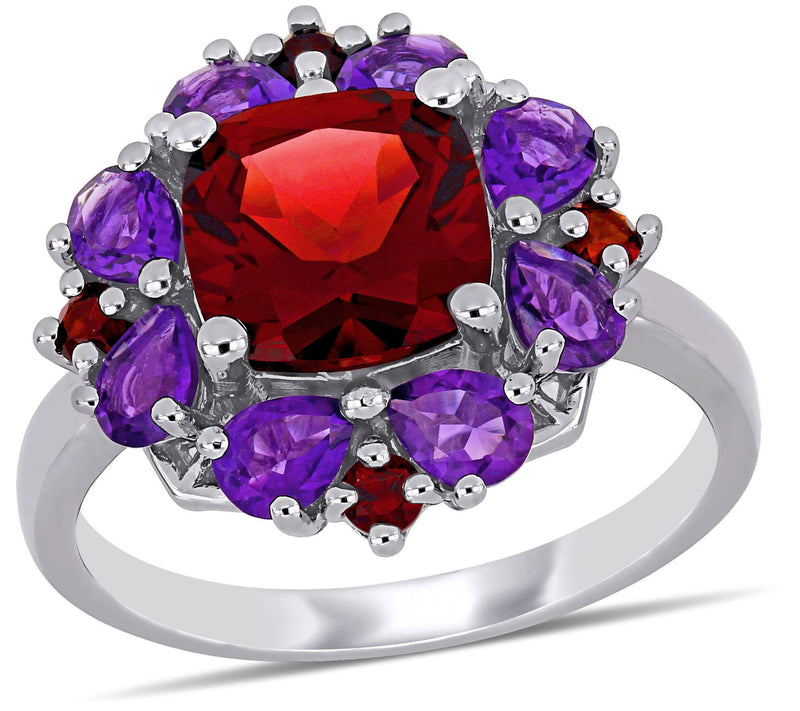 Sterling Silver 4.40 cttw Garnet & Africa Amethyst Ring — Main view