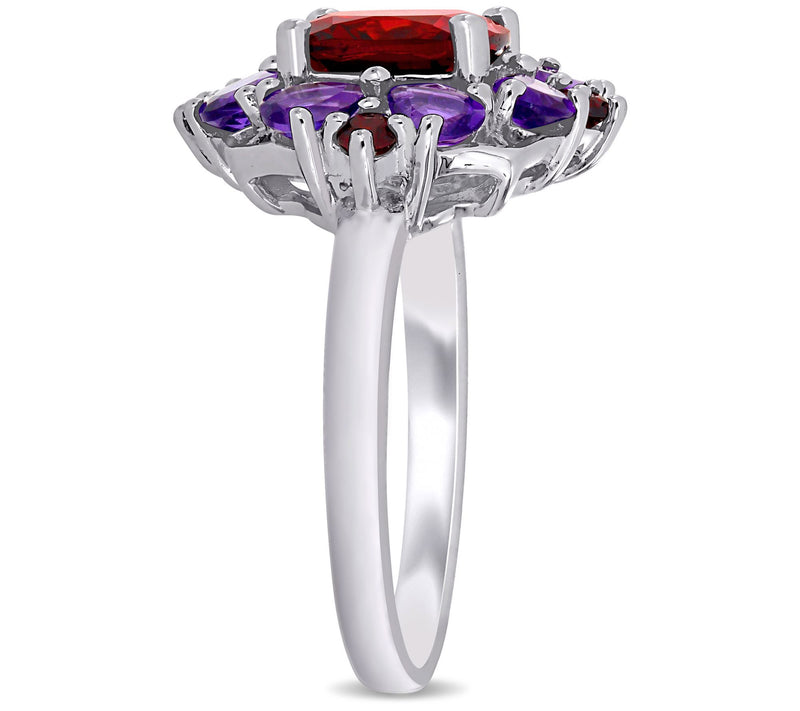Sterling Silver 4.40 cttw Garnet & Africa Amethyst Ring — View 2