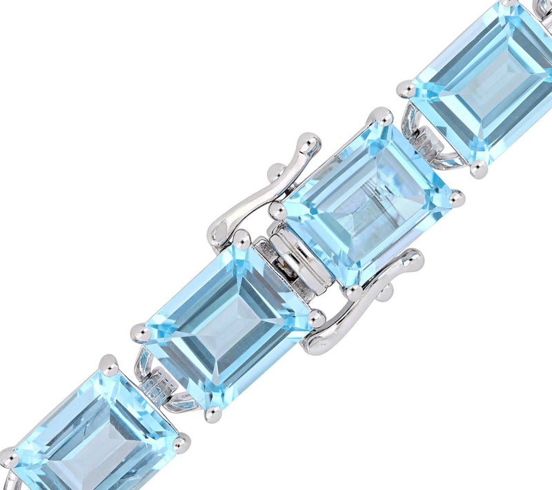 Sterling Silver 59.70 cttw Sky Blue Topaz Tennis Bracelet — View 2