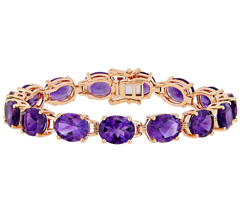 Sterling Silver 36.00 cttw Amethyst Tennis Bracelet — Main view