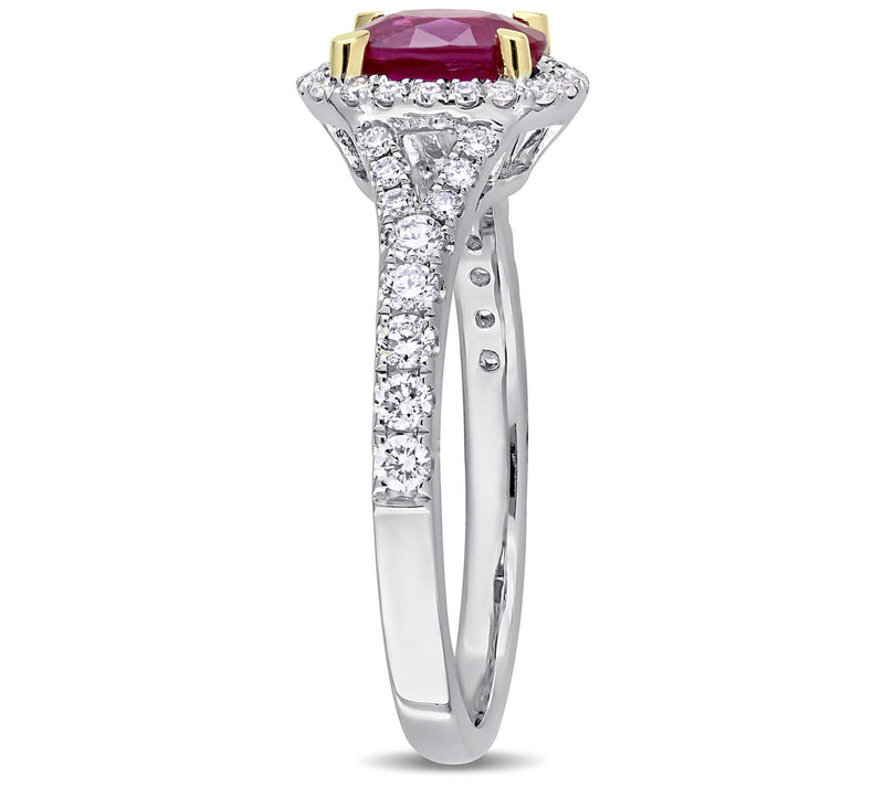 Bellini 0.90 cttw Ruby & 4/10 cttw Diamond Halo Ring — View 2