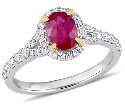 Bellini 0.90 cttw Ruby & 4/10 cttw Diamond Halo Ring