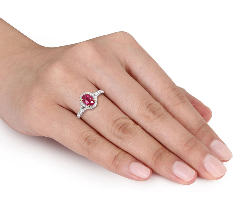 Bellini 0.90 cttw Ruby & 4/10 cttw Diamond Halo Ring — View 3