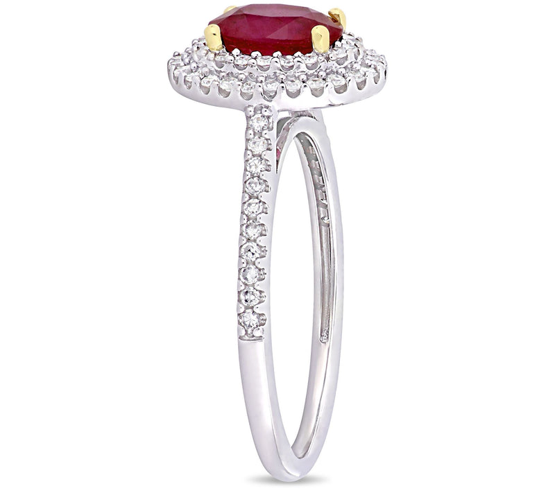 Bellini 0.90 cttw Ruby & 3/10 cttw Diamond Double Halo Ring — View 2