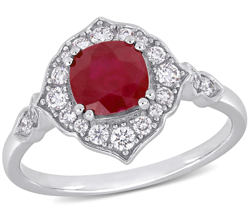 Bellini 1.20 cttw Ruby & 1/3 cttw Diamond Halo Ring — Main view