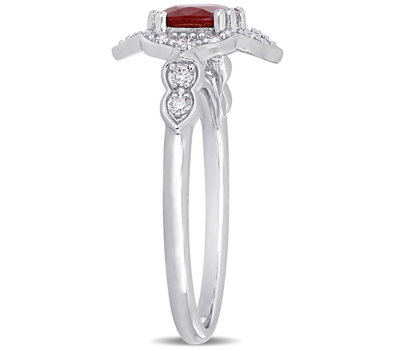 Bellini 1.20 cttw Ruby & 1/3 cttw Diamond Halo Ring — View 2