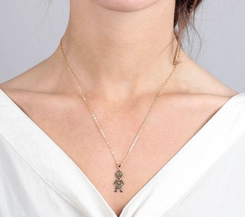 Italian Gold Polished Boy Pendant w/ 18" Chain,14K Gold — View 3