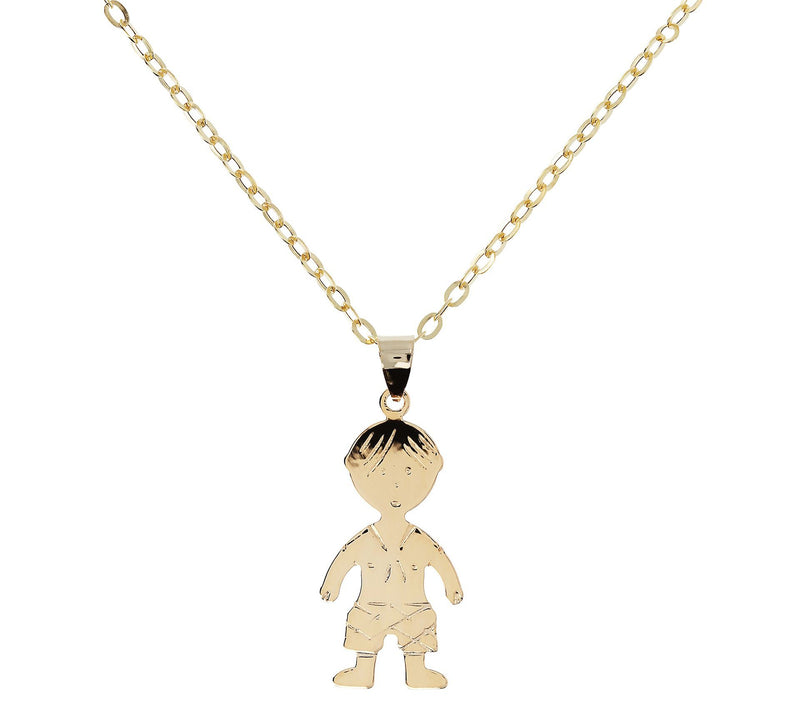 Italian Gold Polished Boy Pendant w/ 18" Chain,14K Gold — Main view