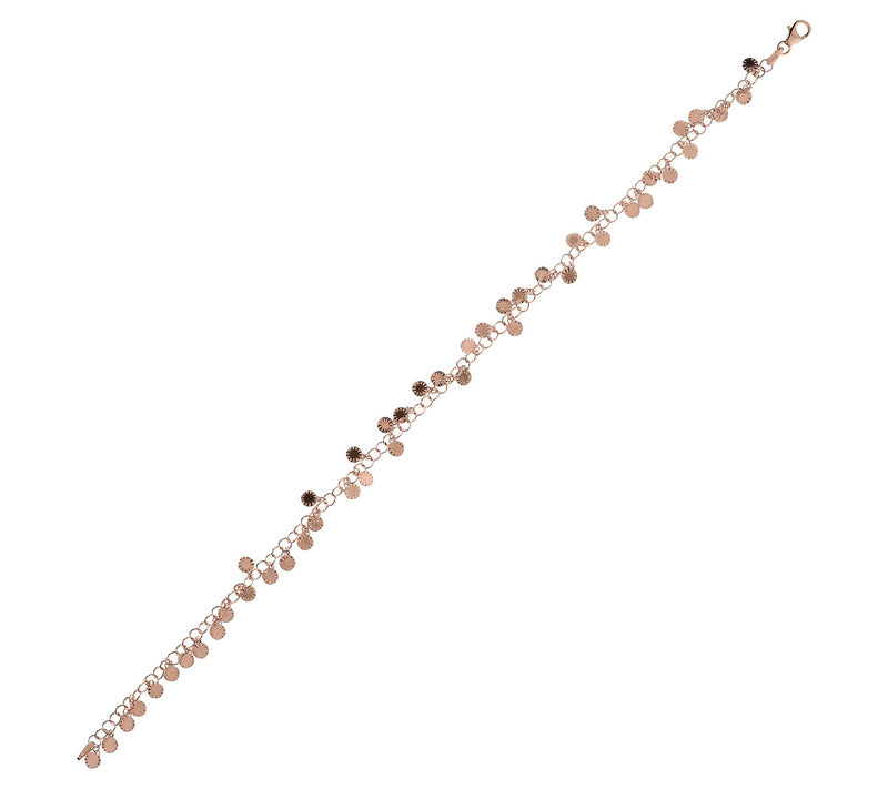 Italian Silver 10" Diamond Cut Disc Ankle Bracelet — View 3