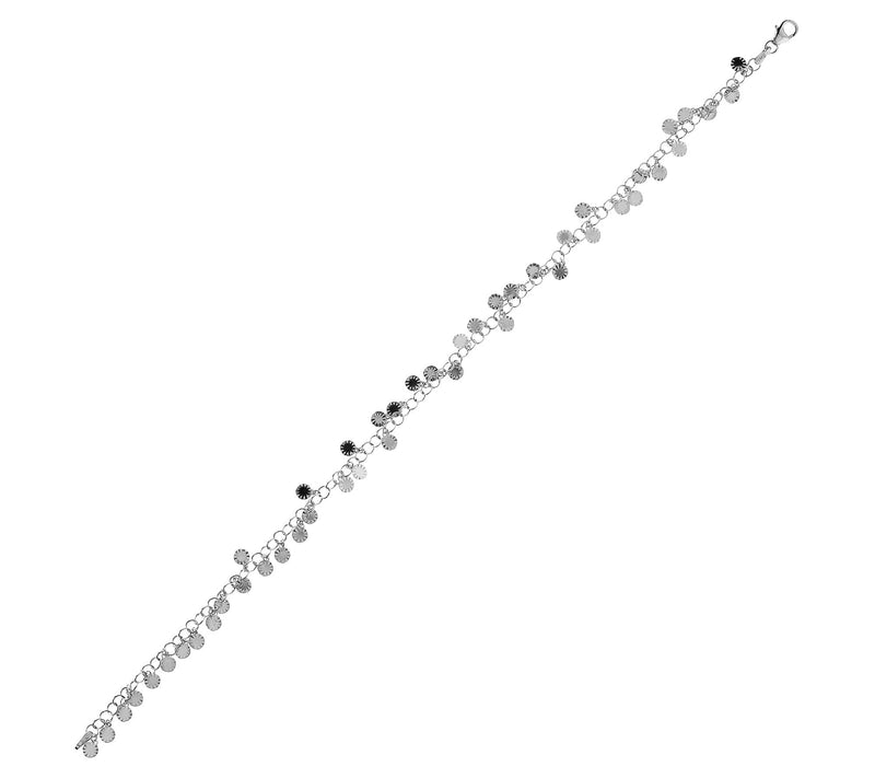 Italian Silver 10" Diamond Cut Disc Ankle Bracelet — View 5