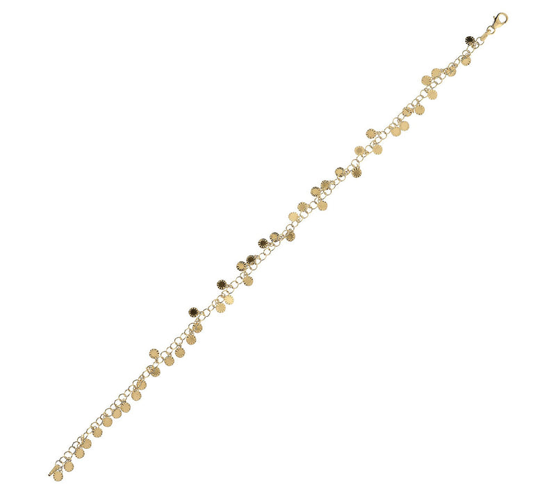 Italian Silver 10" Diamond Cut Disc Ankle Bracelet — View 7