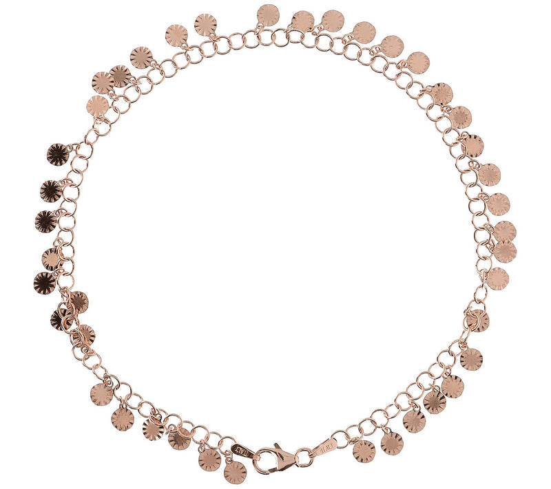 Italian Silver 11" Diamond Cut Disc Ankle Bracelet — View 5