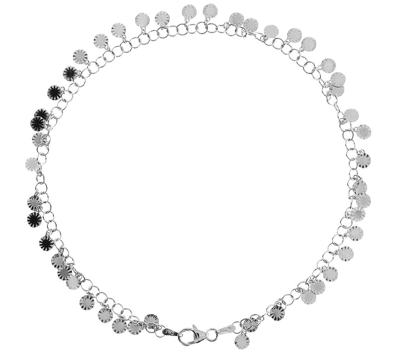 Italian Silver 11" Diamond Cut Disc Ankle Bracelet — View 7