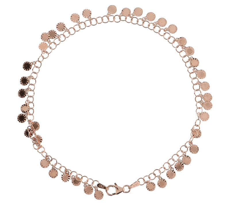 Italian Silver 9" Diamond Cut Disc Ankle Bracelet — View 8