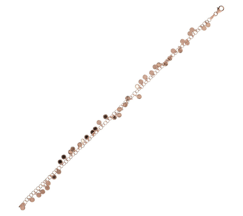 Italian Silver 9" Diamond Cut Disc Ankle Bracelet — View 3