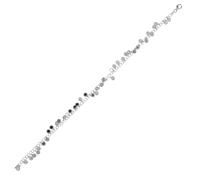 Italian Silver 9" Diamond Cut Disc Ankle Bracelet — View 5