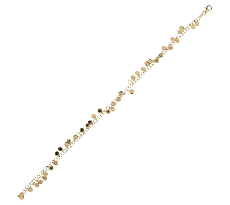 Italian Silver 9" Diamond Cut Disc Ankle Bracelet — View 7