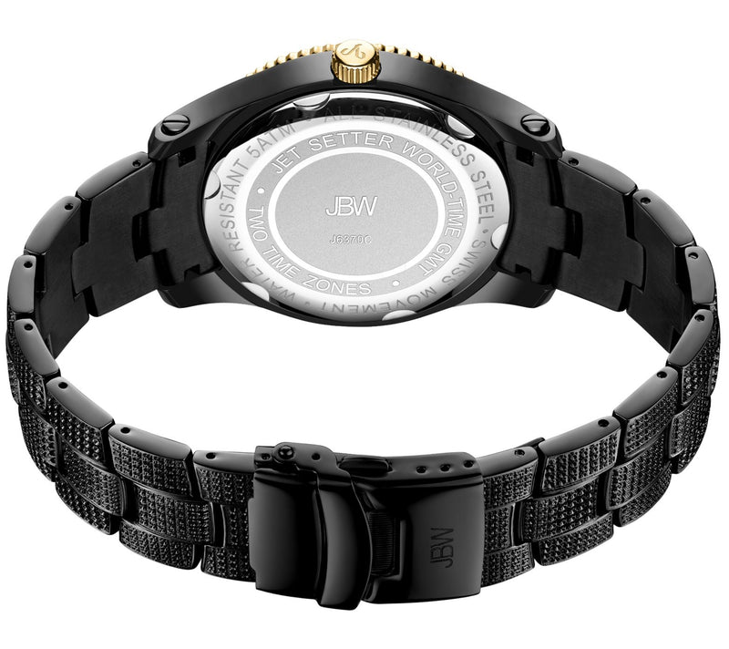 JBW Men's Jet Setter 1.00 ctw Diamond Black Ion-Plated Watch — View 3