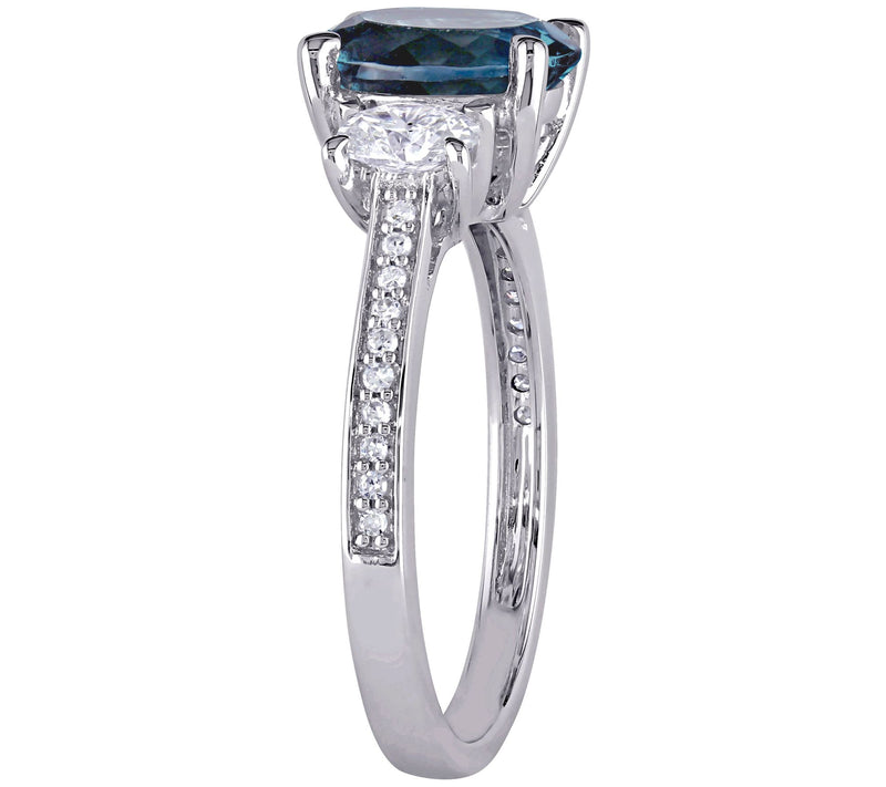 Bellini 14K 2.50 cttw Blue Topaz & 6/10 cttw Diamond Ring — View 2